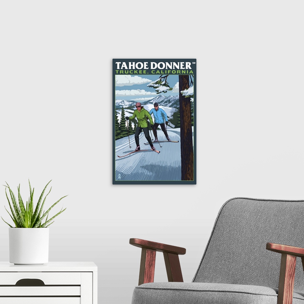 A modern room featuring Truckee, California - Tahoe Donner: Retro Travel Poster
