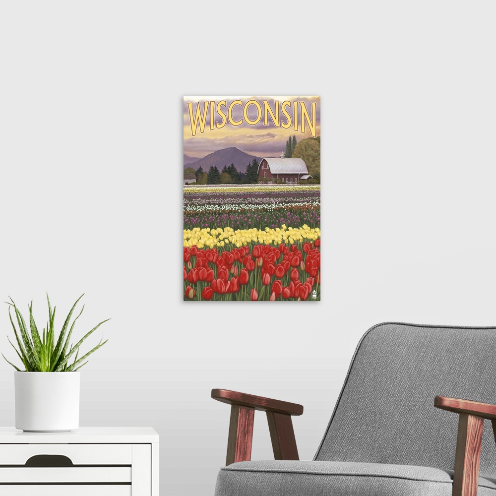 A modern room featuring Tulip Fields, Wisconsin