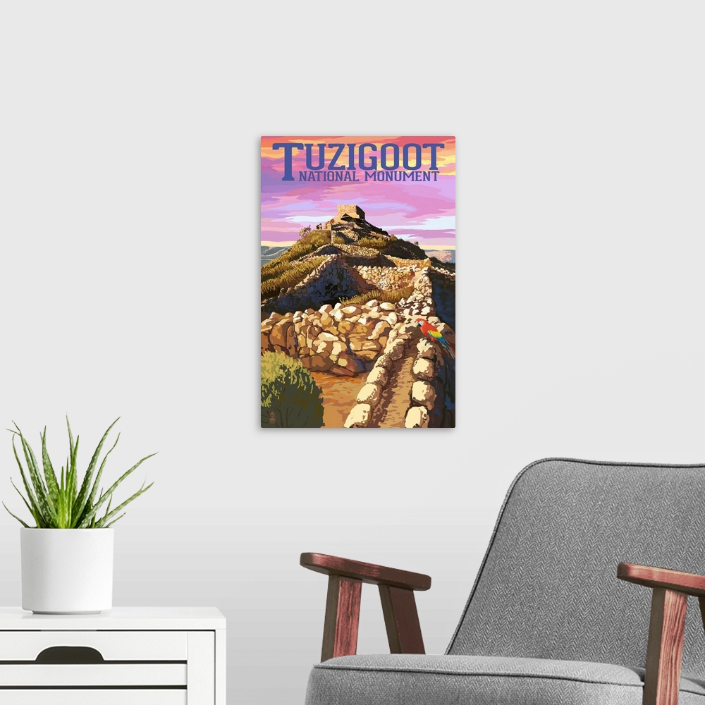 A modern room featuring Tuzigoot National Monument, Arizona - Sunset