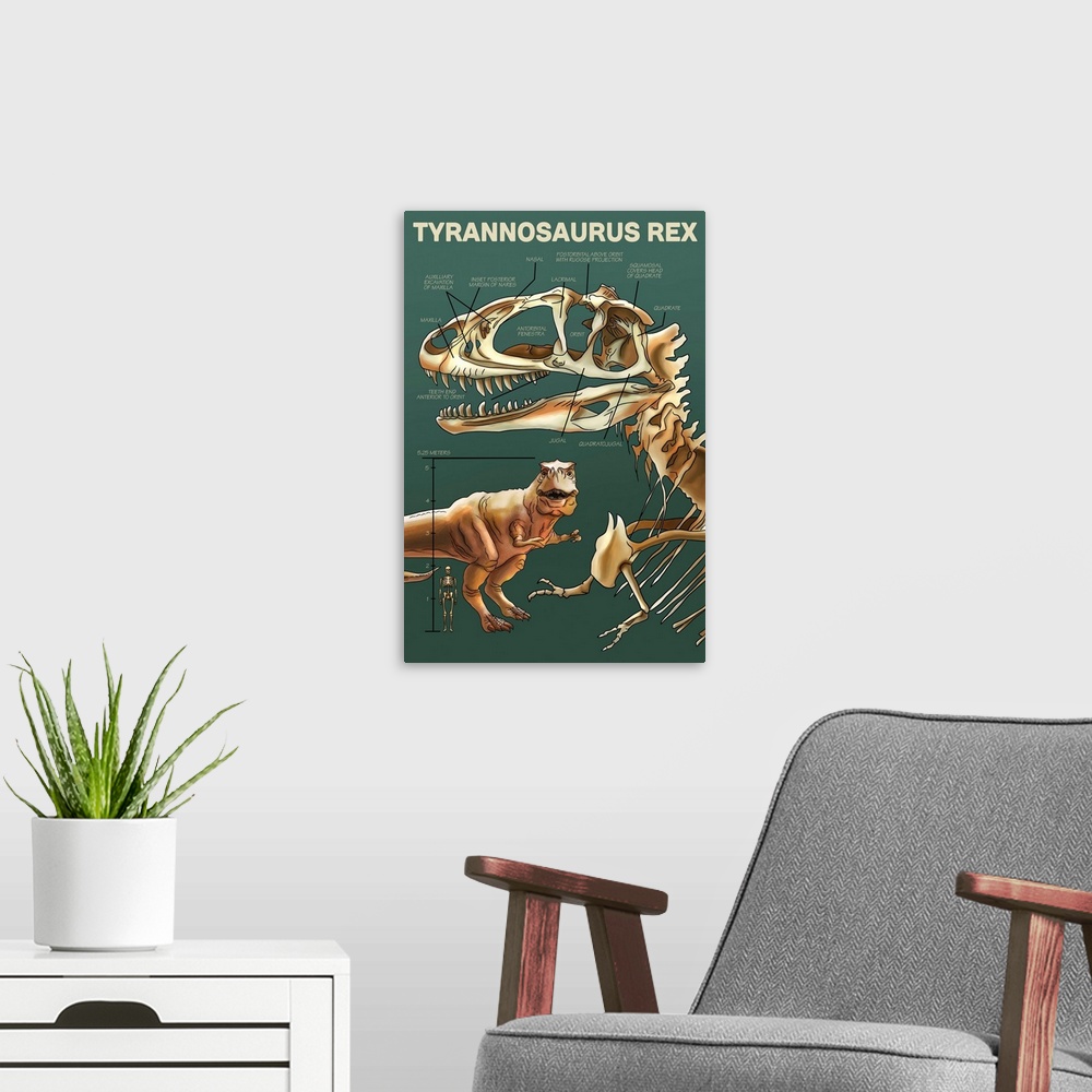 A modern room featuring Tyrannosaurus Rex Facts - Green