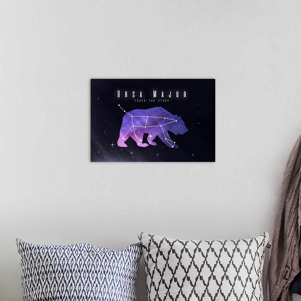 A bohemian room featuring Ursa Major - Touch the Stars - Constellation Silhouette with Night Sky - Color