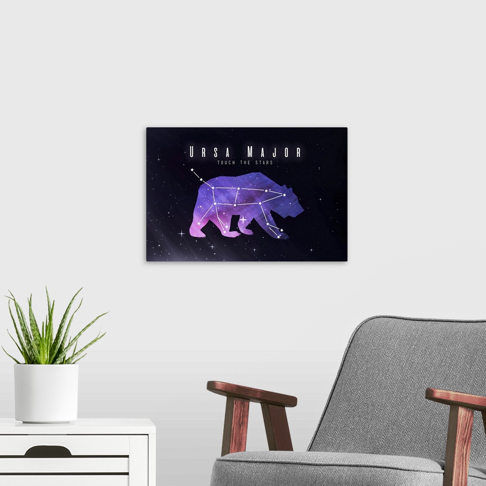 A modern room featuring Ursa Major - Touch the Stars - Constellation Silhouette with Night Sky - Color