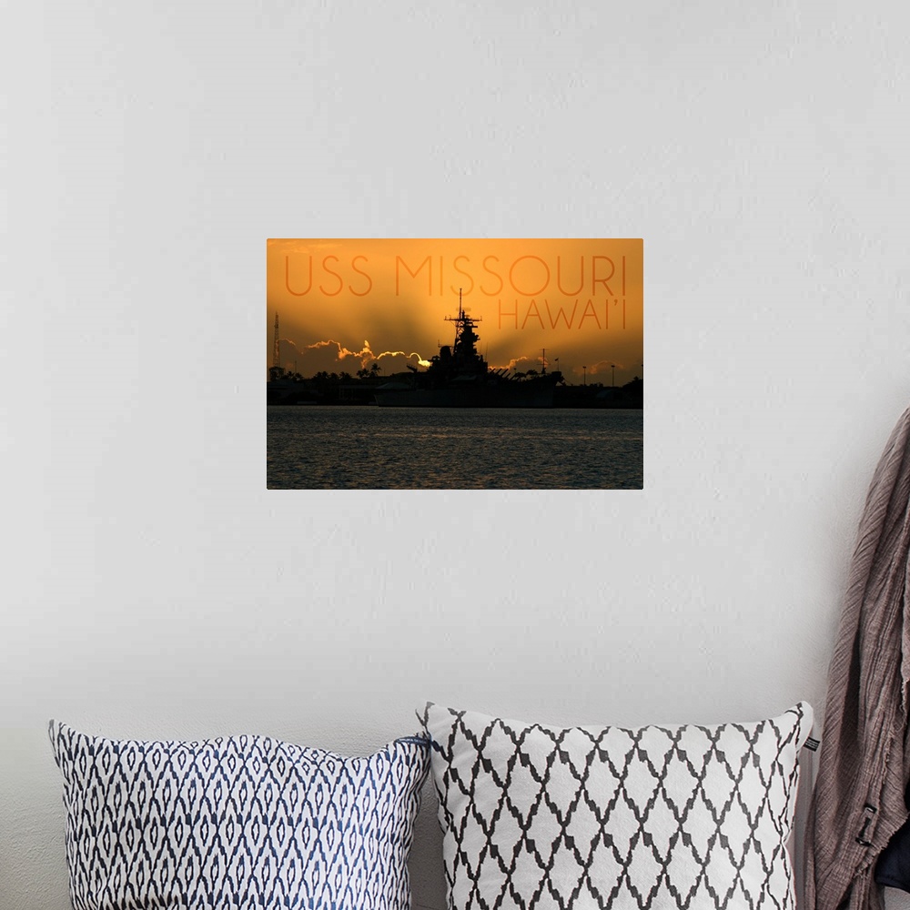 A bohemian room featuring USS Missouri, Sunset