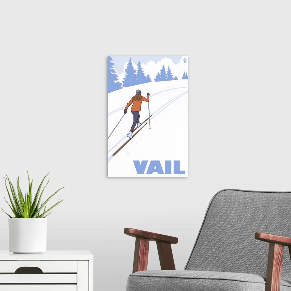 A modern room featuring Vail, Colorado, Cross Country Skier Stylized