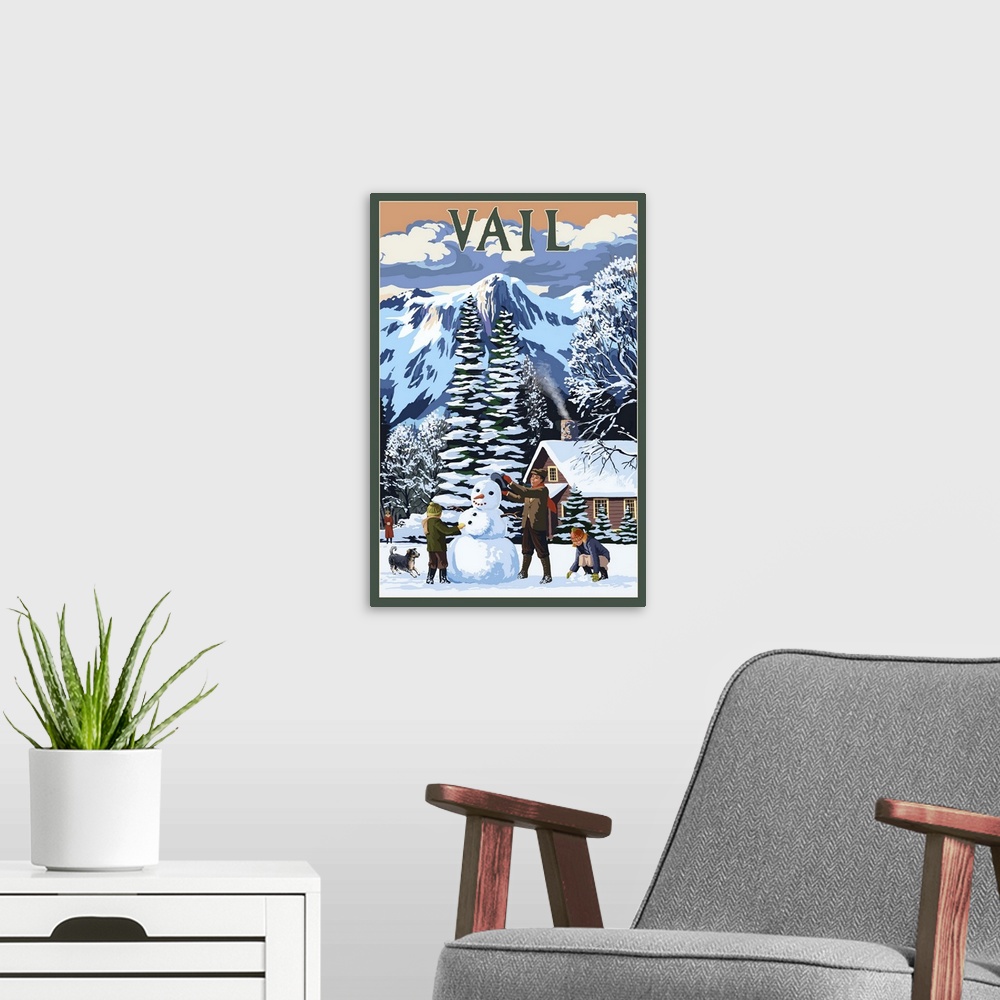 A modern room featuring Vail, Colorado, Snowman Scene