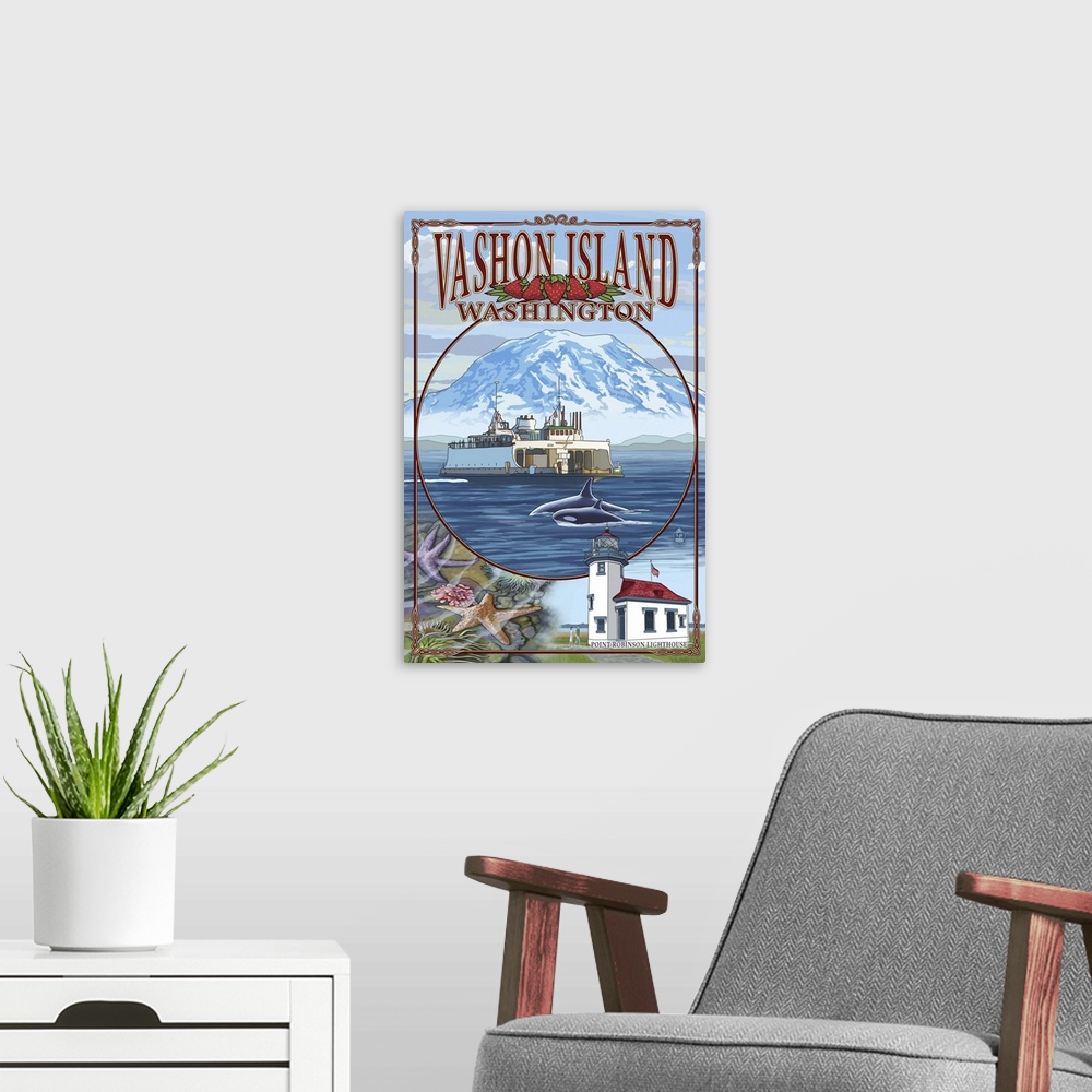 A modern room featuring Vashon Island, Washington Views: Retro Travel Poster