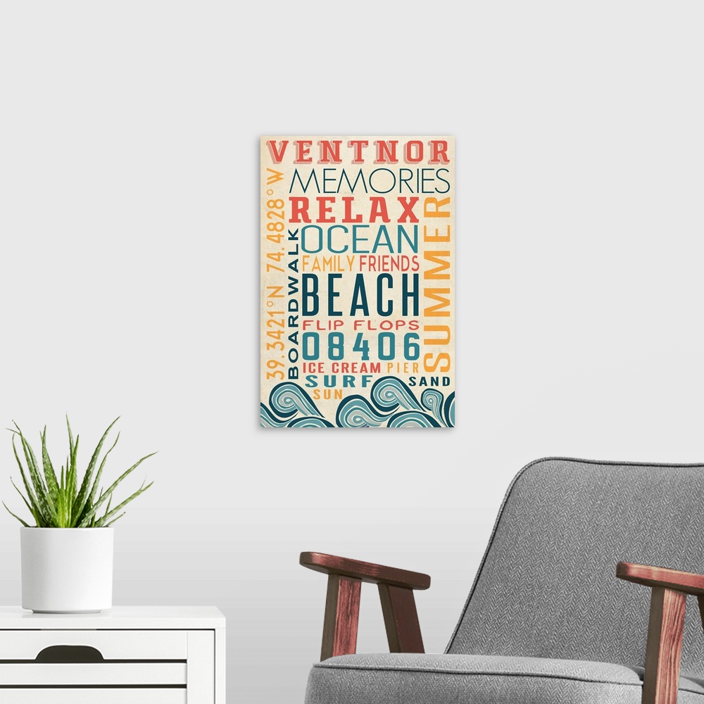 A modern room featuring Ventnor, New Jersey, Typography
