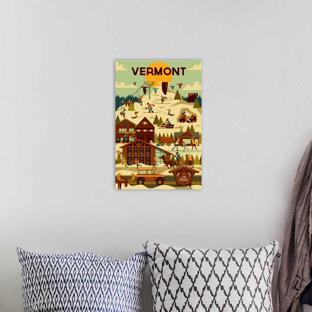 A bohemian room featuring Vermont - Ski Resort - Geometric