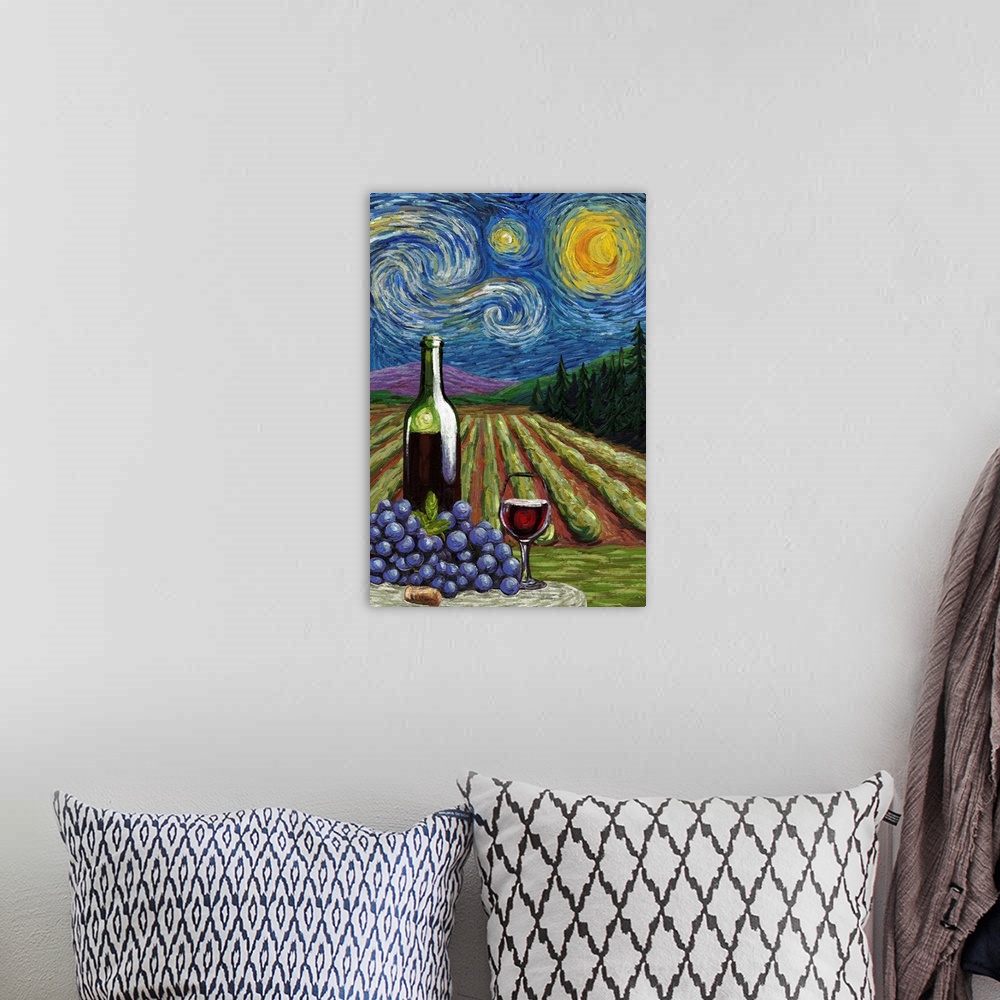 A bohemian room featuring Vineyard - Starry Night
