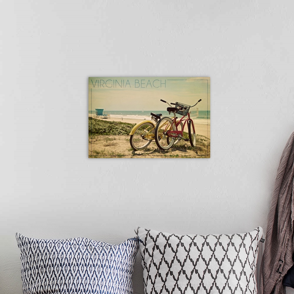 A bohemian room featuring Virginia Beach, Virginia, Bicycles and Beach Scene