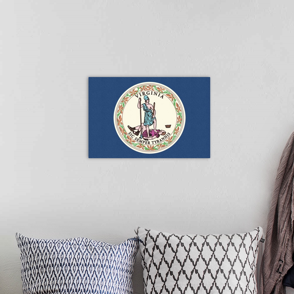 A bohemian room featuring Virginia State Flag