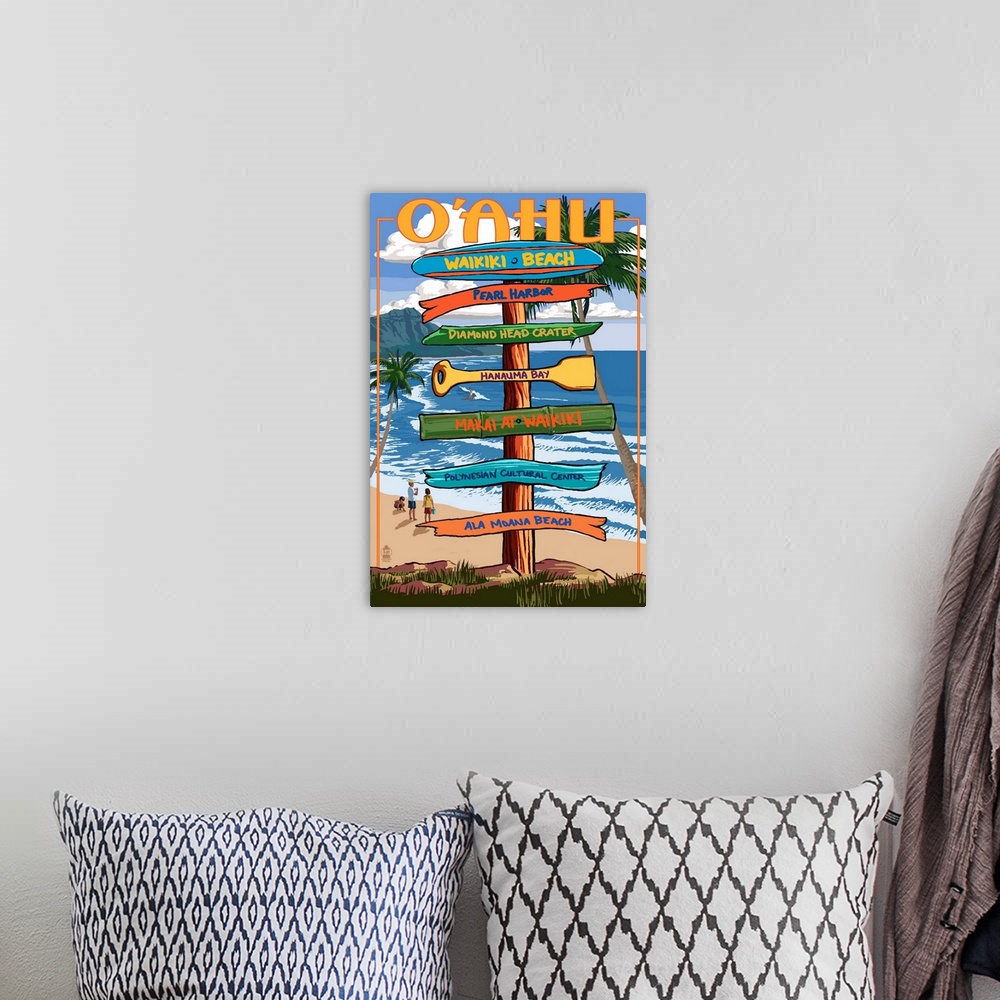 A bohemian room featuring Waikiki Beach, Hawaii, Signpost Destinations