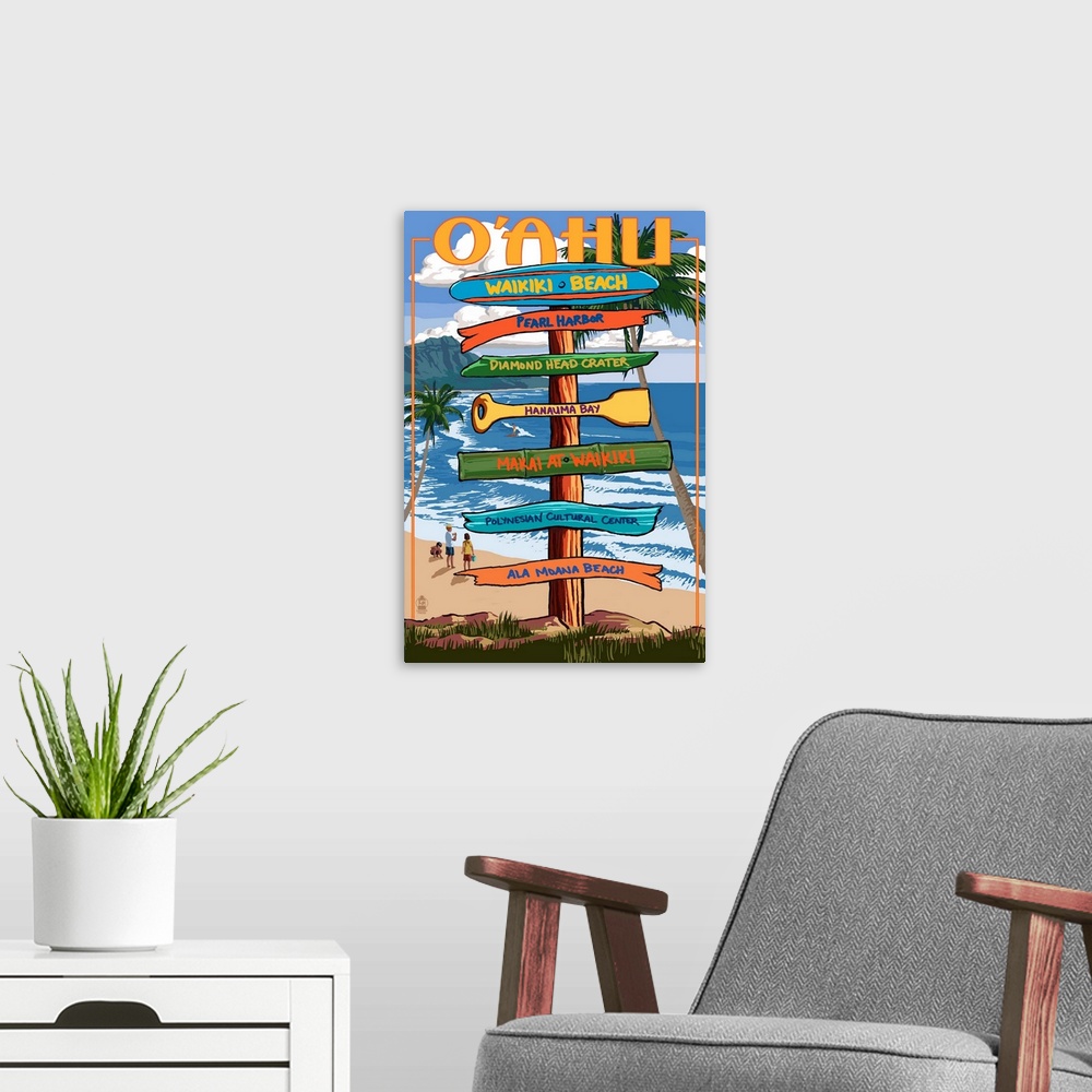 A modern room featuring Waikiki Beach, Hawaii, Signpost Destinations