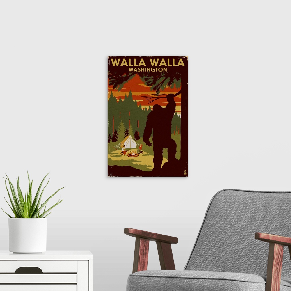 A modern room featuring Walla Walla, Washington, Home of Bigfoot