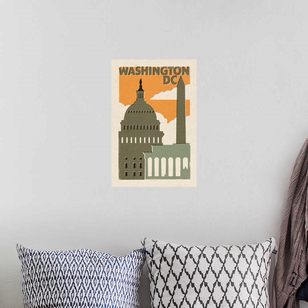 A bohemian room featuring Washington D.C., Woodblock