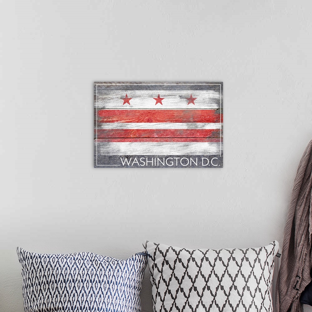 A bohemian room featuring Washington DC Flag, Barnwood Painting