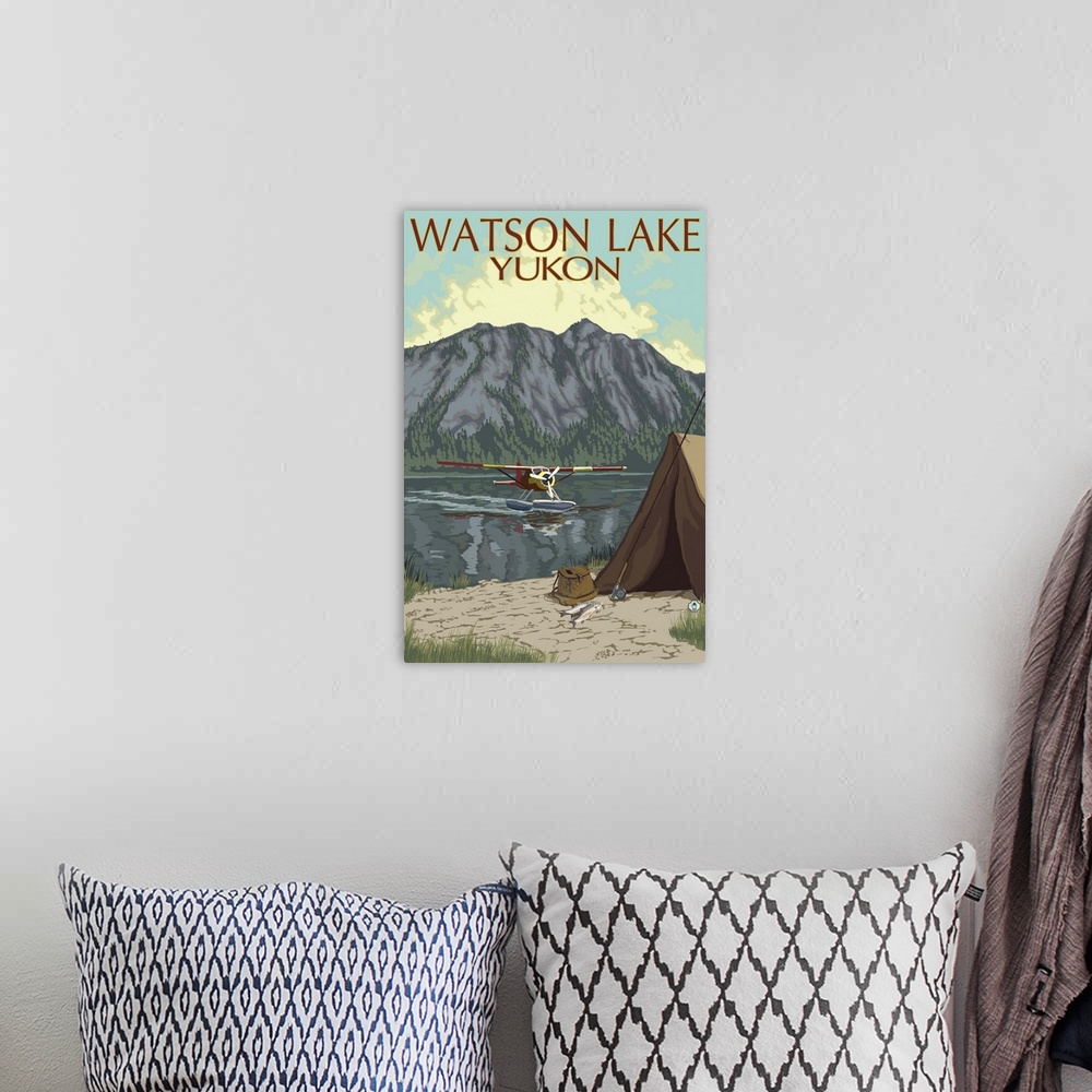 A bohemian room featuring Watson Lake, Yukon - Bush Plane: Retro Travel Poster