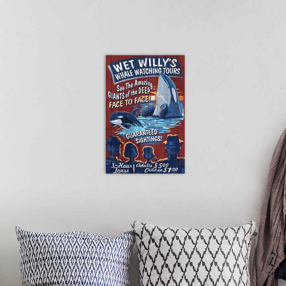 A bohemian room featuring Whale Watching Tours, Vintage Sign