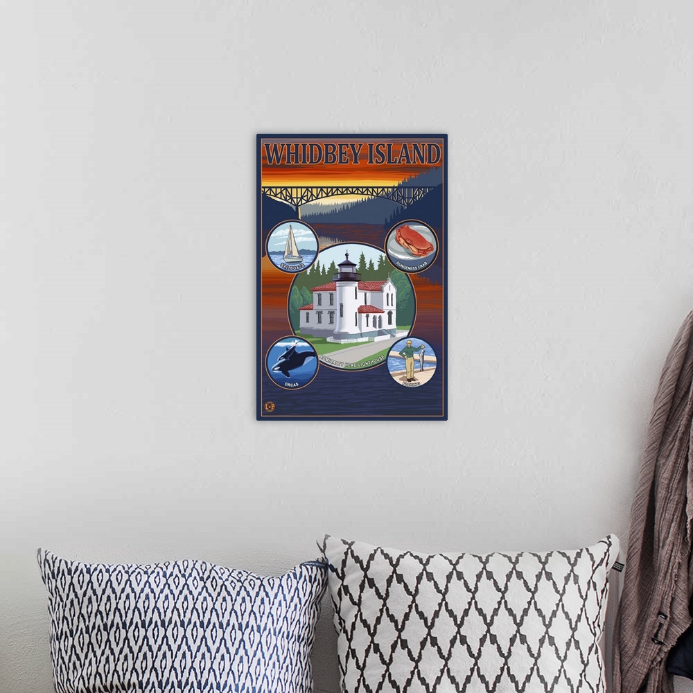 A bohemian room featuring Whidbey Island, Washington: Retro Travel Poster