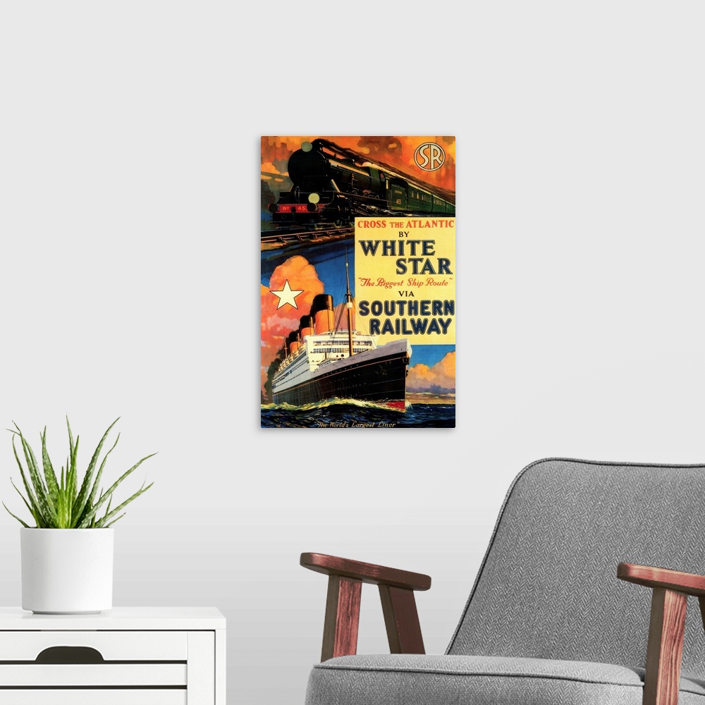 A modern room featuring White Star SR Vintage Poster, Europe