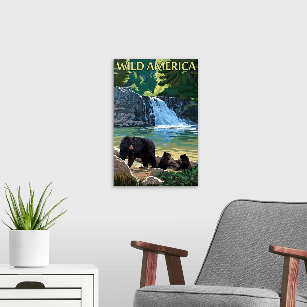 A modern room featuring Wild America, National Park WPA Sentiment