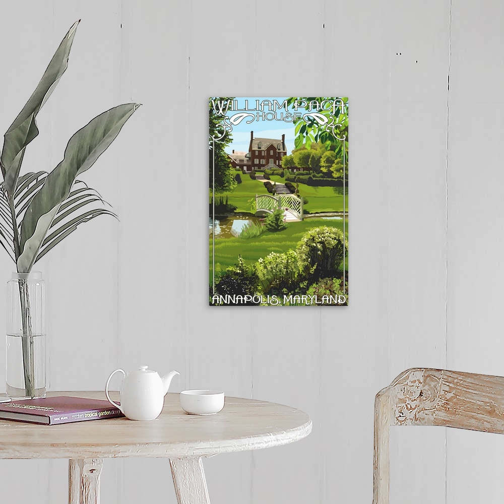A farmhouse room featuring William Paca House - Annapolis, Maryland: Retro Travel Poster