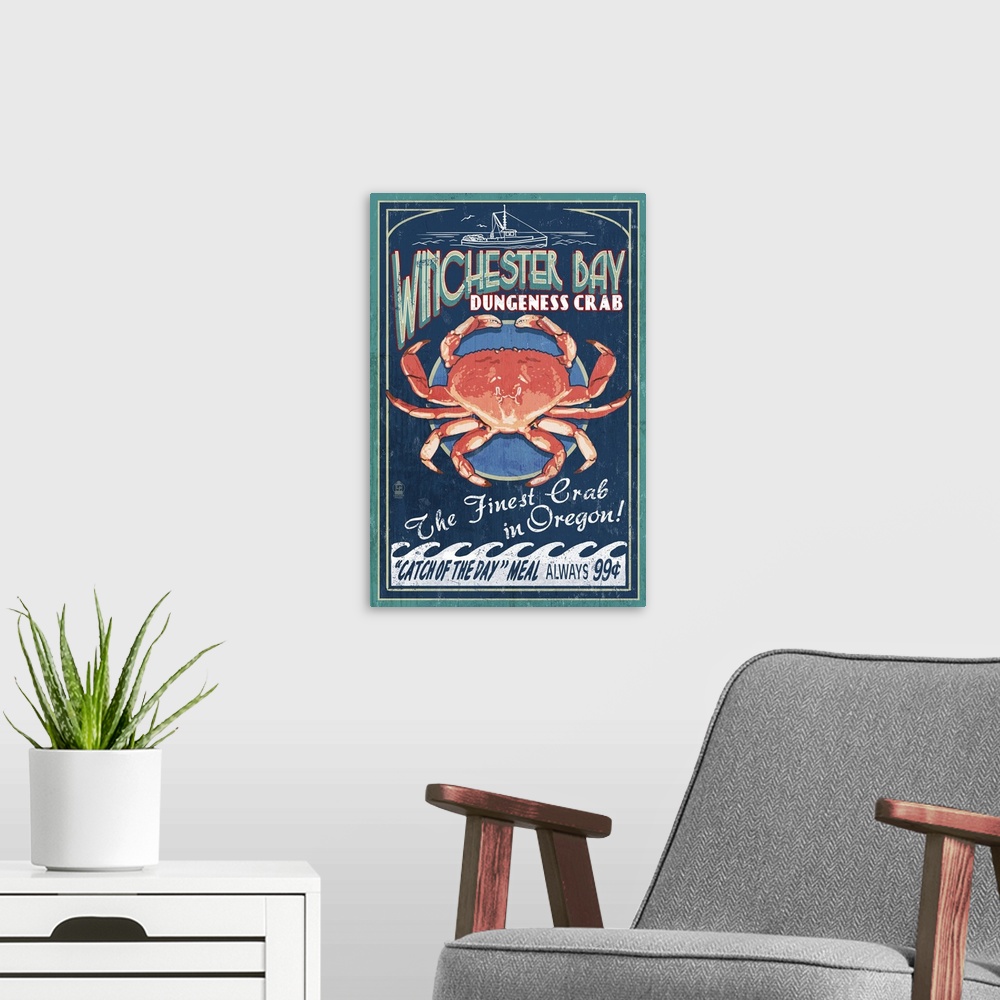 A modern room featuring Winchester Bay, Oregon, Dungeness Crab