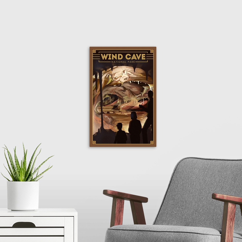 A modern room featuring Wind Cave National Park, Cave Interior: Retro Travel Poster