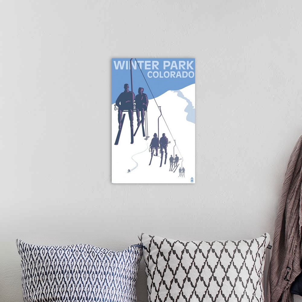 A bohemian room featuring Winter Park, Colorado - Ski Lift: Retro Travel Poster