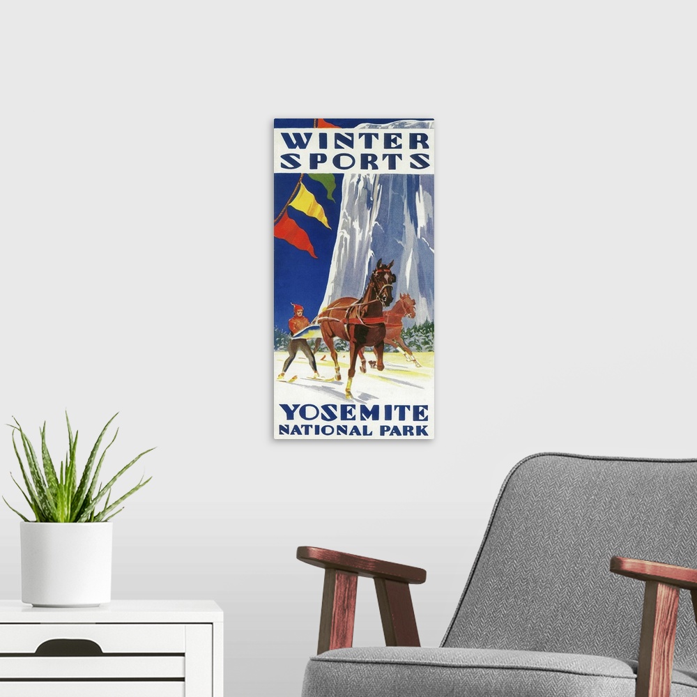 A modern room featuring Winter Sports at Yosemite Poster, Yosemite, CA