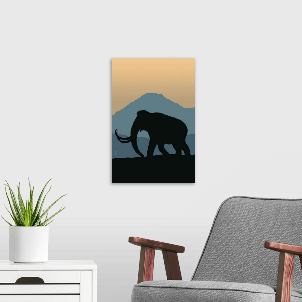 A modern room featuring Woolly Mammoth