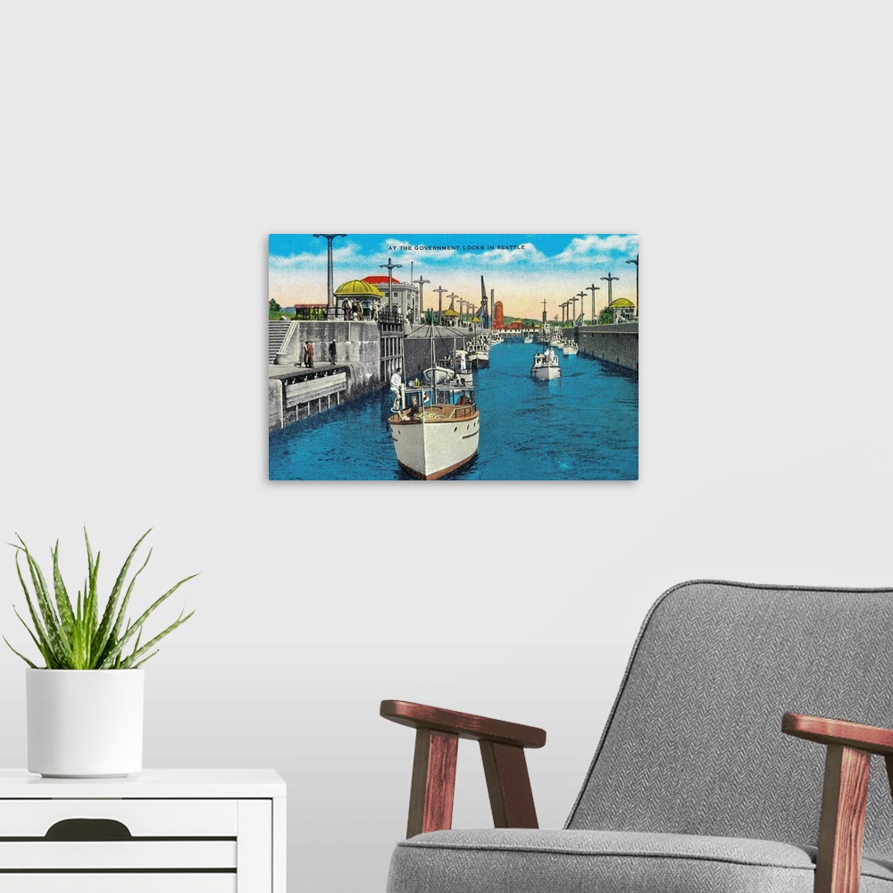 A modern room featuring World famous Canal Locks, Ballard, Seattle, WA
