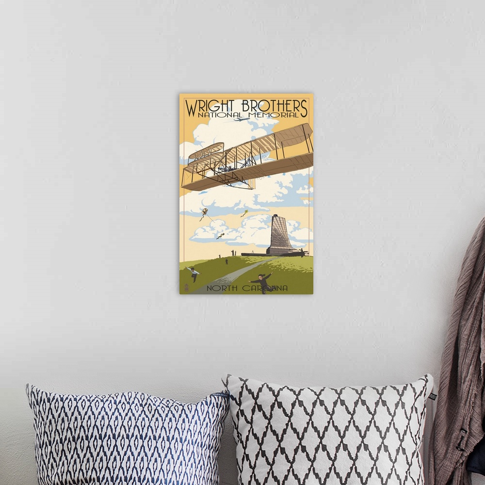 A bohemian room featuring Wright Brothers National Memorial - Outer Banks, North Carolina: Retro Travel Poster
