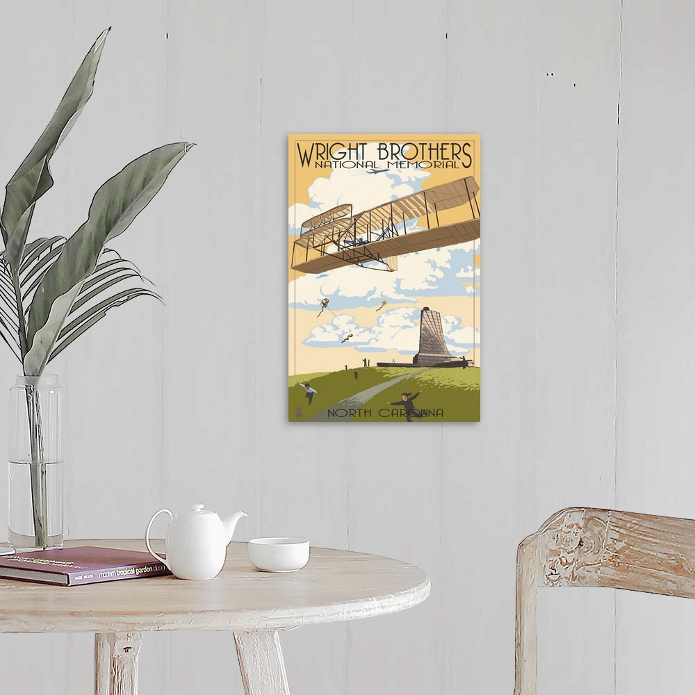 A farmhouse room featuring Wright Brothers National Memorial - Outer Banks, North Carolina: Retro Travel Poster