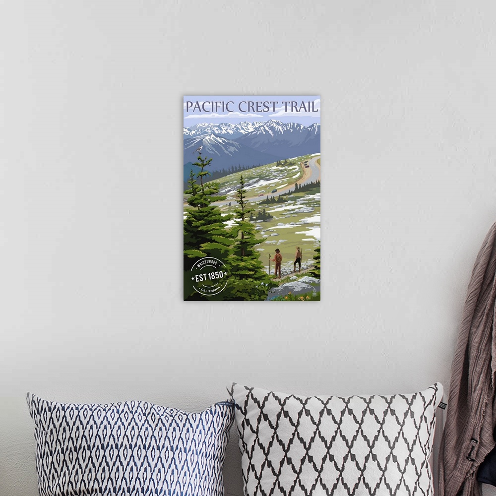 A bohemian room featuring Wrightwood, California, Pacific Crest Trail and Hikers, Rubber Stamp