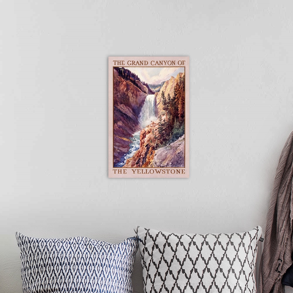 A bohemian room featuring Yellowstone National Park, Lower Falls: Retro Travel Poster