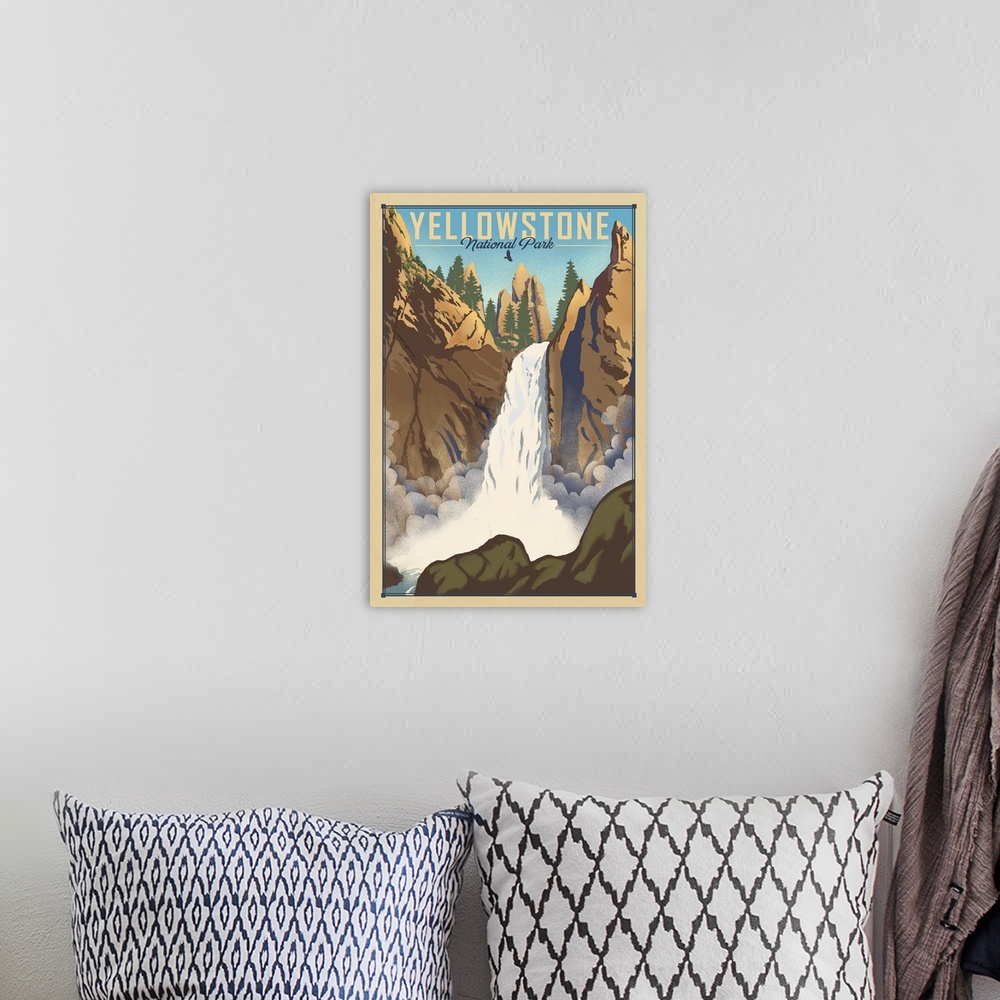 A bohemian room featuring Yellowstone National Park, Tower Fall: Retro Travel Poster