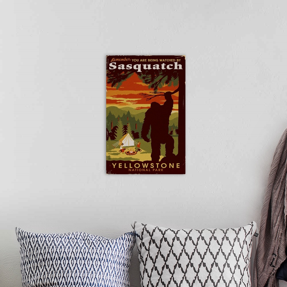 A bohemian room featuring Yellowstone National Park - You Are Being Watched By Sasquatch