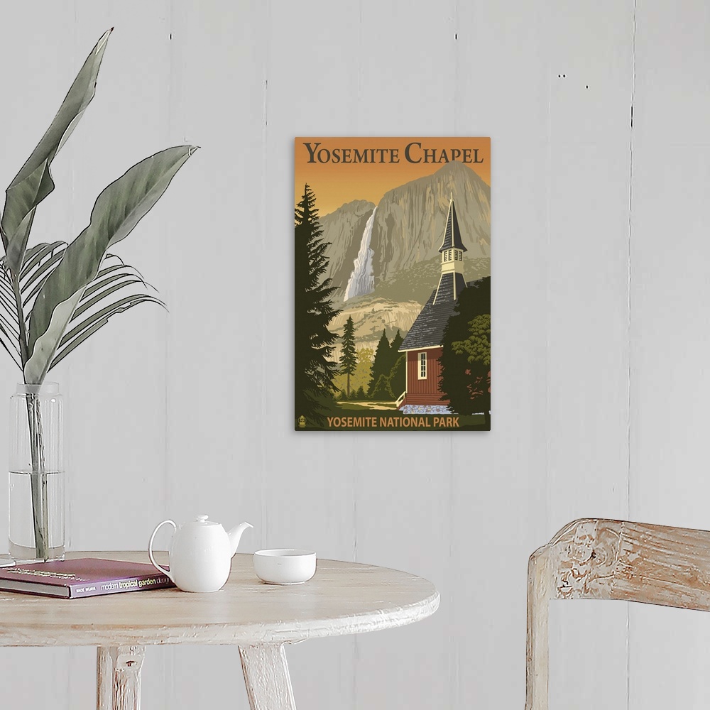 A farmhouse room featuring Yosemite Chapel and Yosemite Falls, California