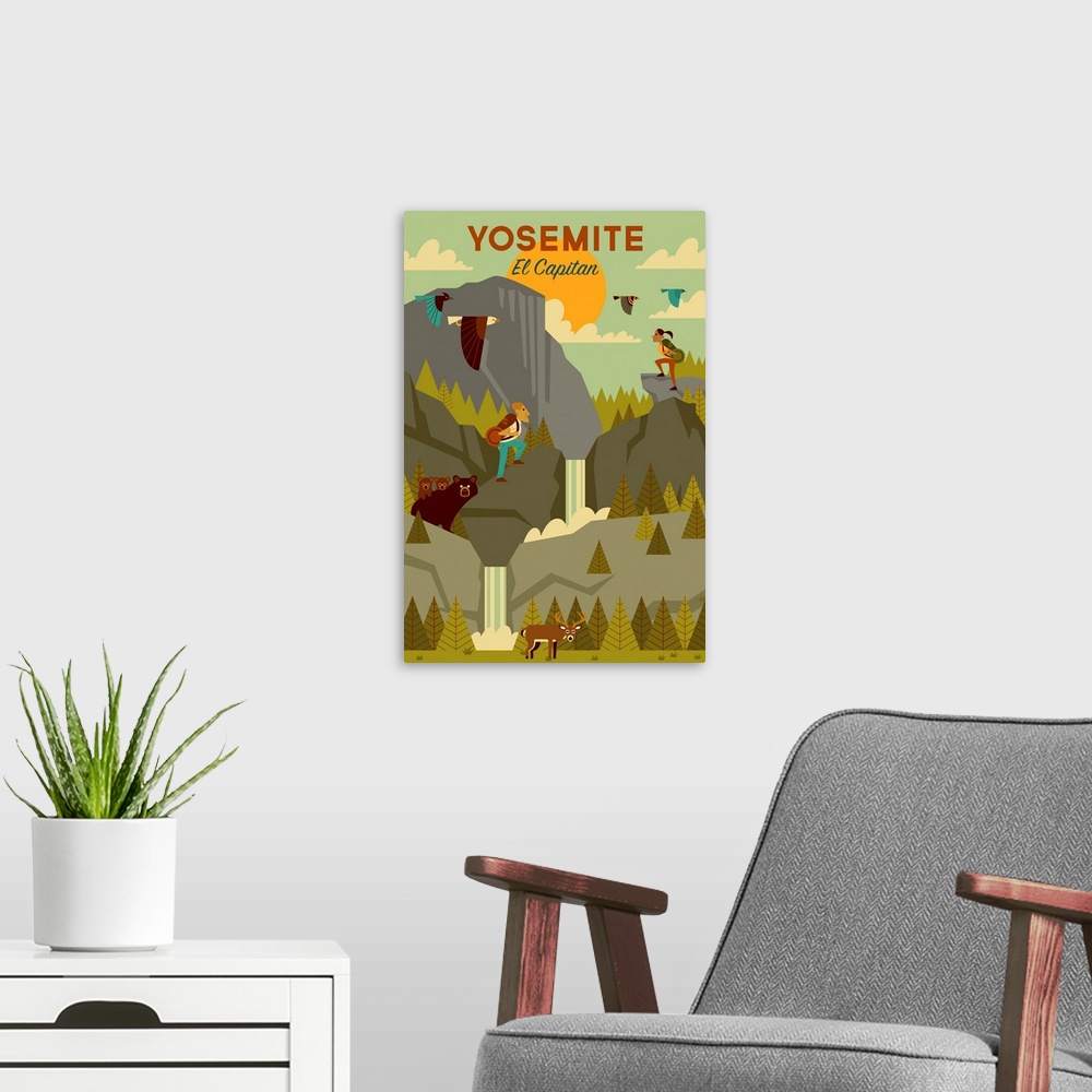 A modern room featuring Yosemite National Park, Adventure: Graphic Travel Poster
