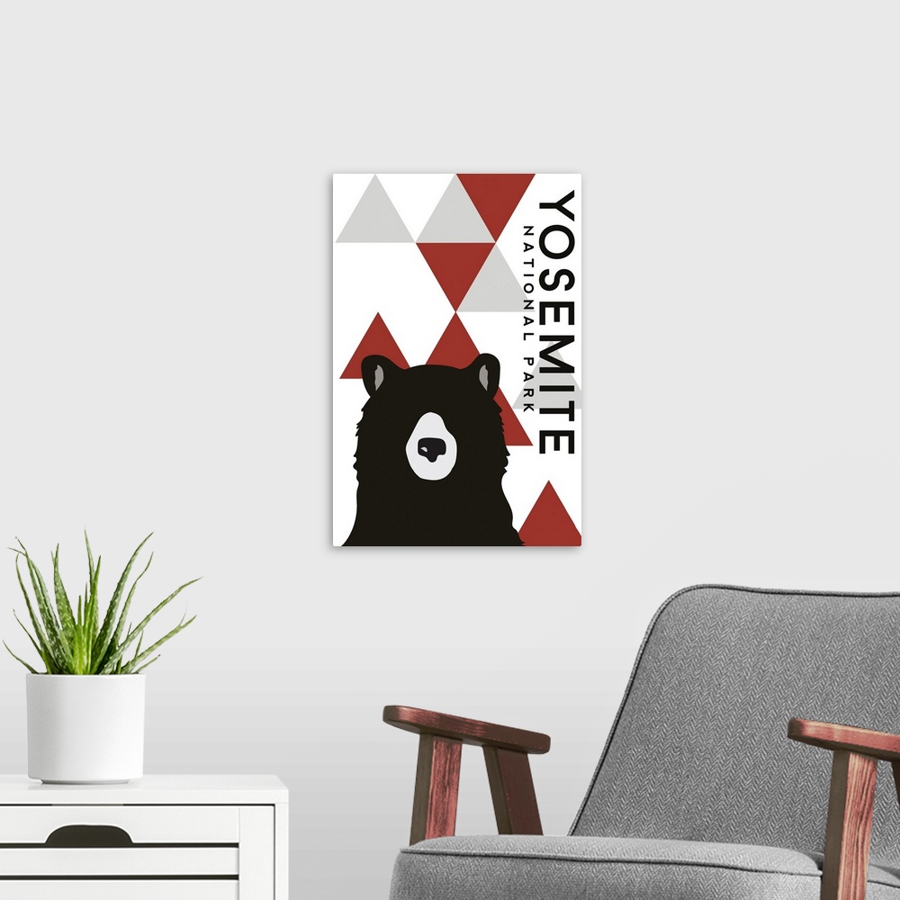 A modern room featuring Yosemite National Park, Bear Silhouette: Graphic Travel Poster
