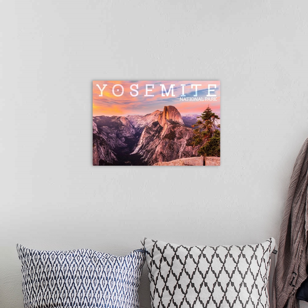 A bohemian room featuring Yosemite National Park, Half Dome Landscape: Travel Poster