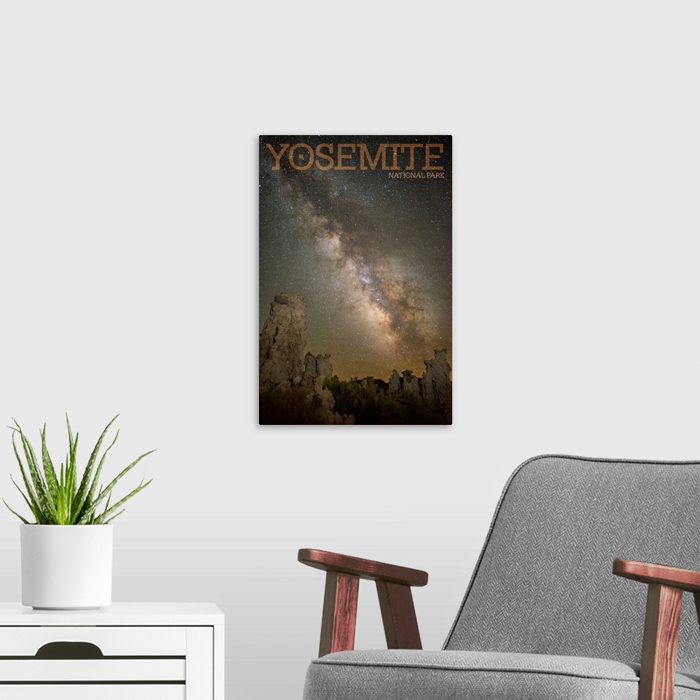 A modern room featuring Yosemite National Park, Milky Way: Travel Poster
