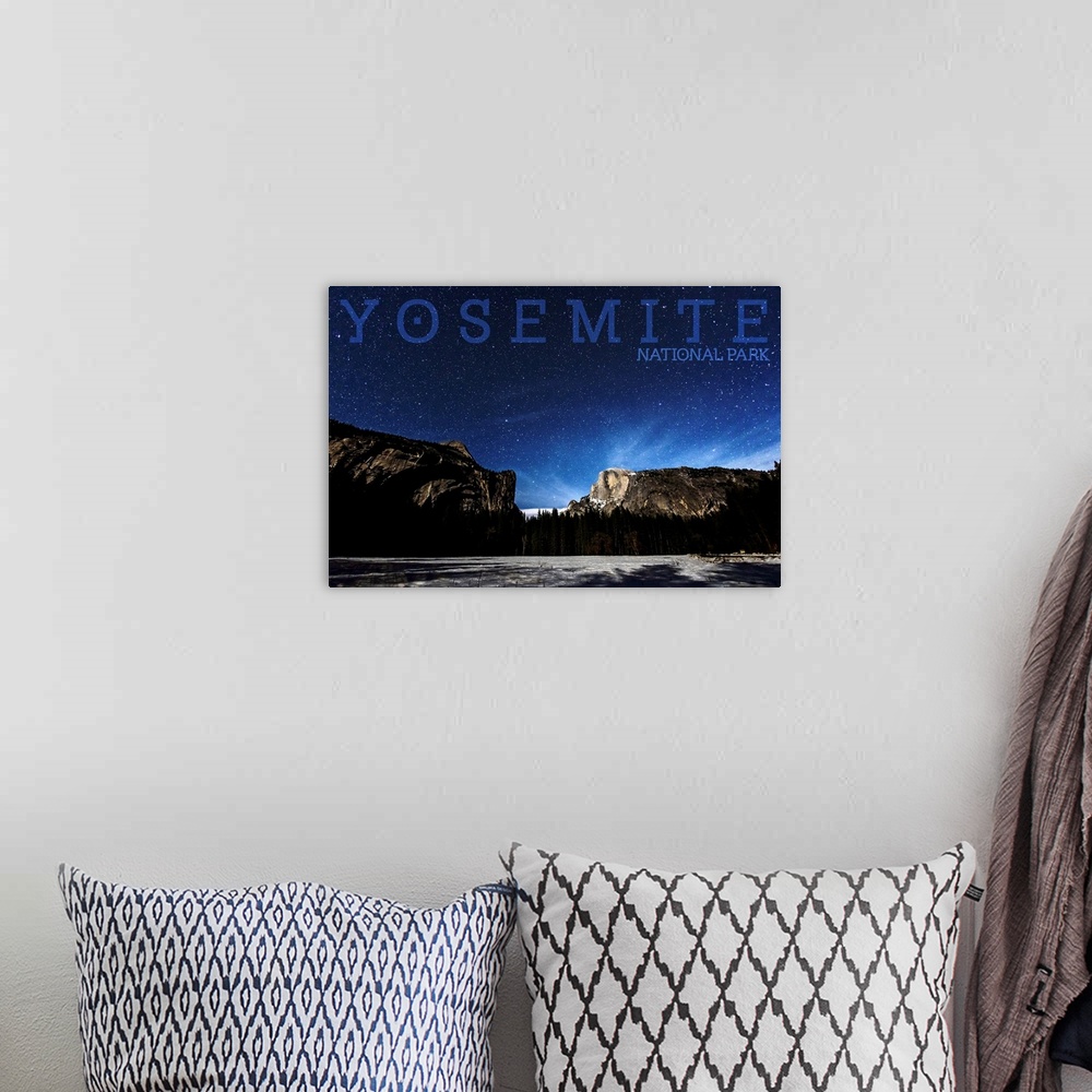 A bohemian room featuring Yosemite National Park, Night Sky: Travel Poster