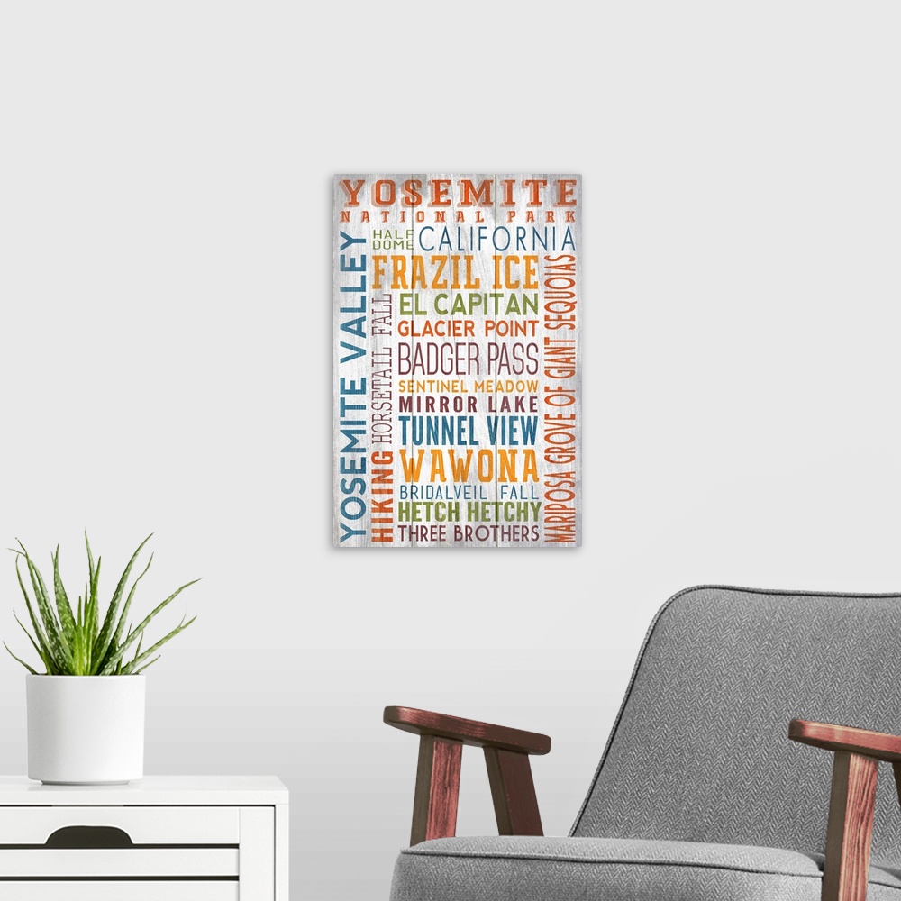 A modern room featuring Yosemite National Park - Typography