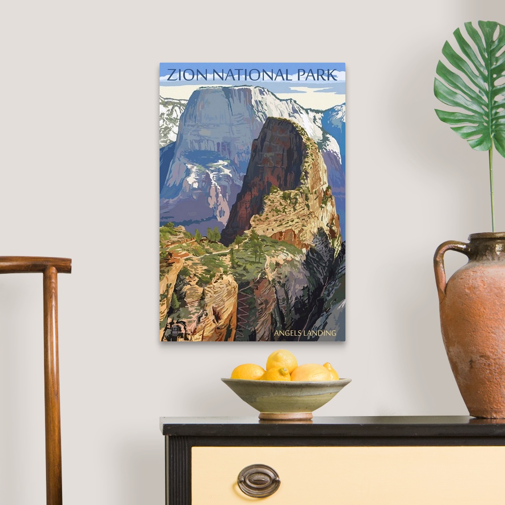 A traditional room featuring Zion National Park - Angels Landing: Retro Travel Poster