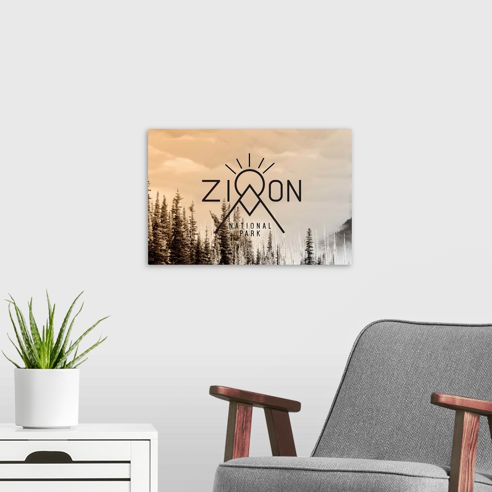 A modern room featuring Zion National Park - Badge & Trees