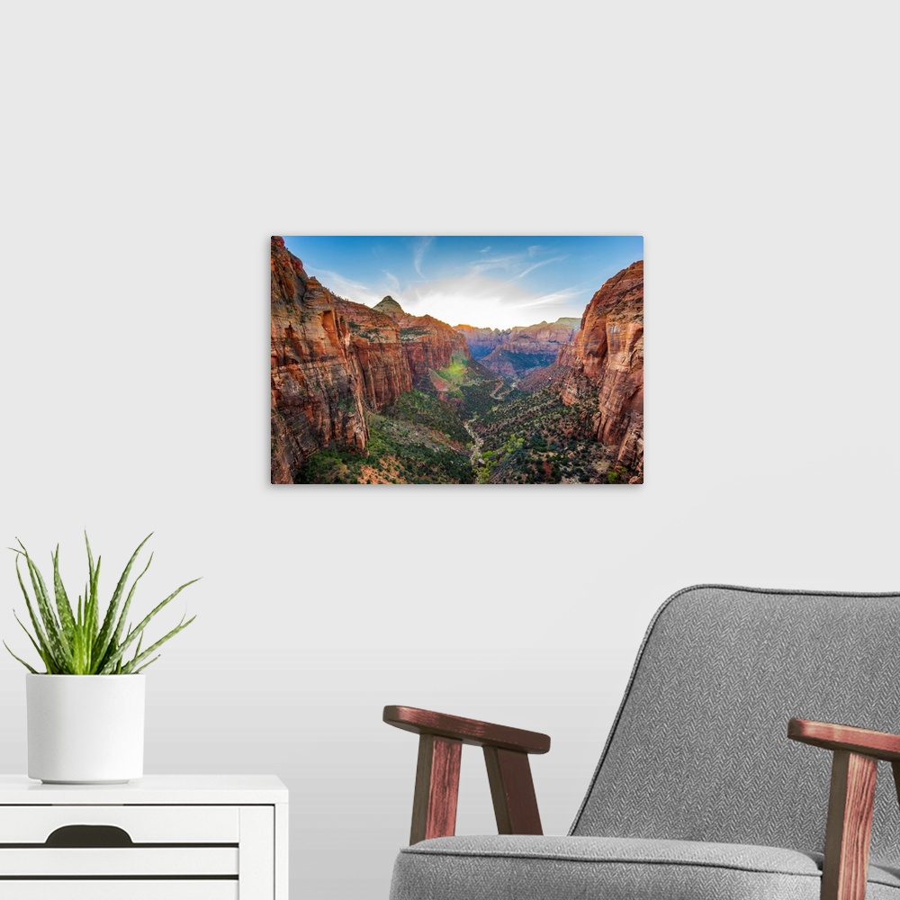A modern room featuring Zion National Park - Canyon View