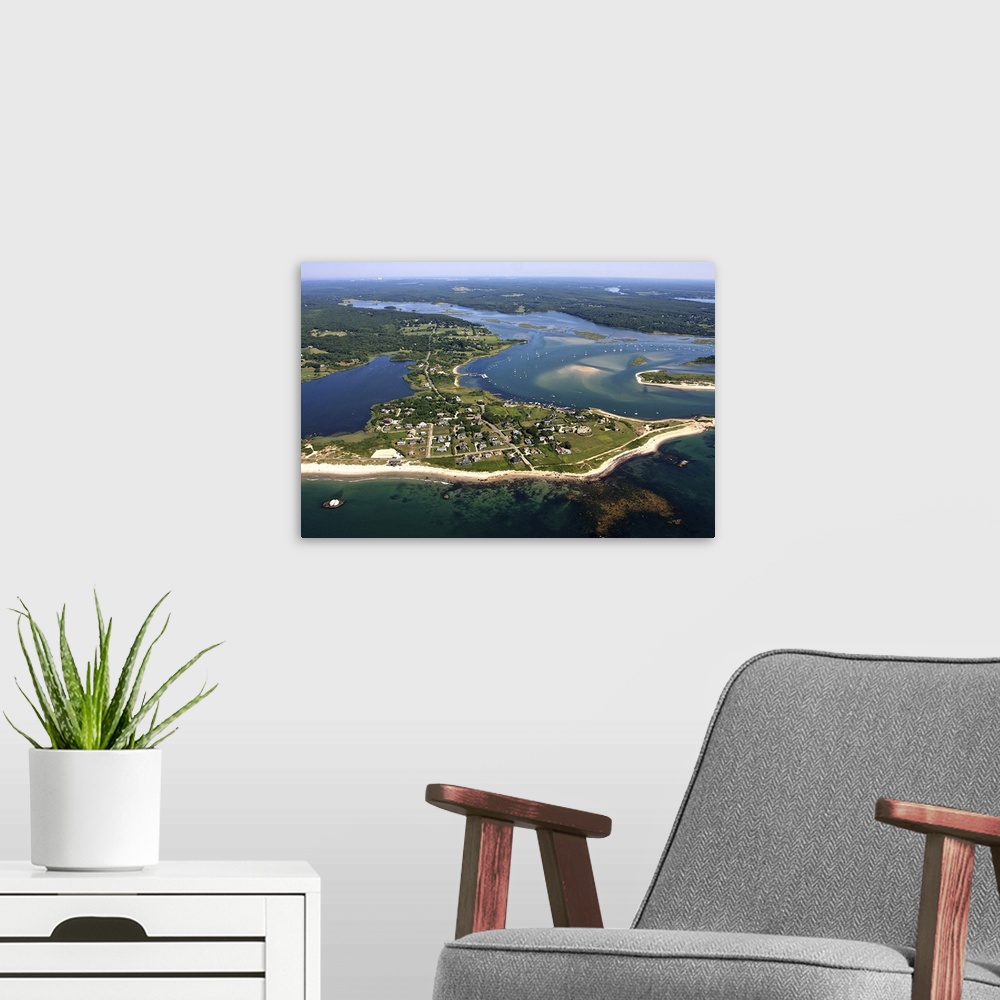 A modern room featuring Acoaxet And The Entrance To Westport Harbor, Westport - Aerial Photograph