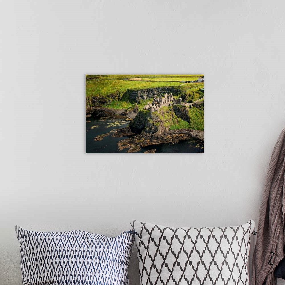 A bohemian room featuring Aerial View Dunluce Castle, Northern Ireland - Aerial Photograph